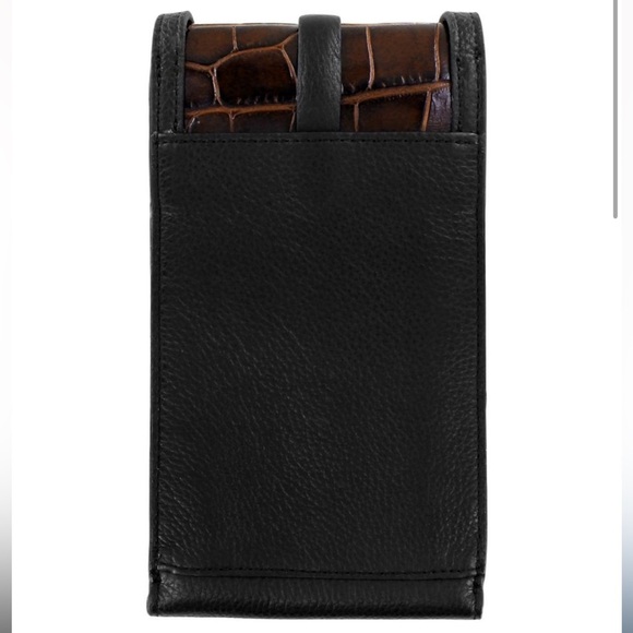 BRIGHTON Toledo Phone Organizer in Leather Black Croco Minimalist Crossbody - Picture 3 of 12
